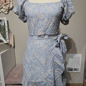 Trixxi Light Blue Floral Mini Dress